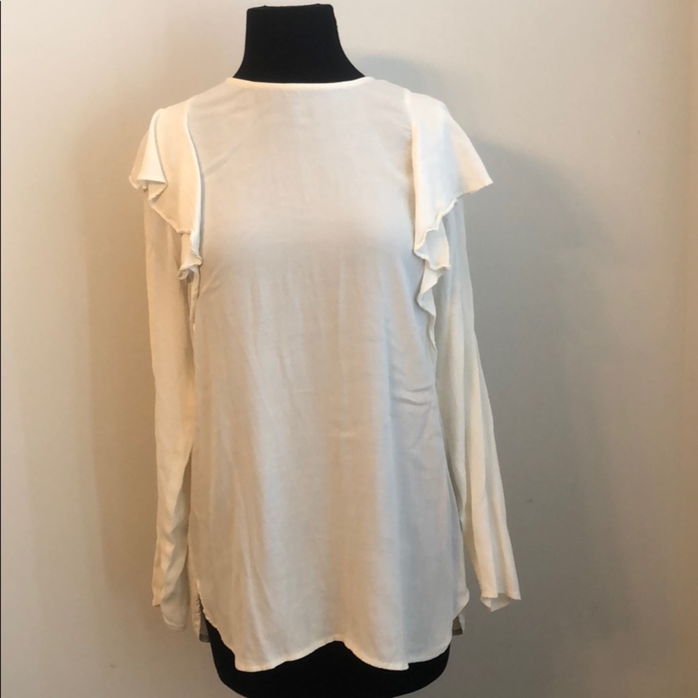 Cream blouse keyhole back